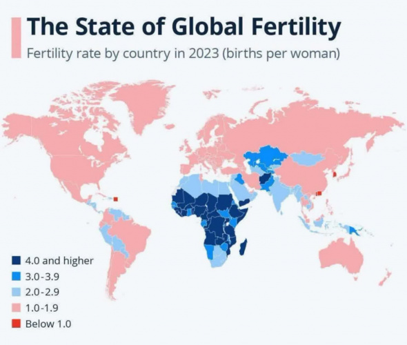 نرخ باروری در کشورهای مختلف جهان